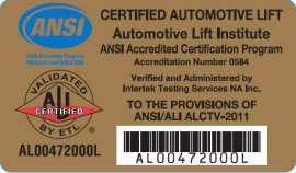 Automotive Lift Institute Gold Product Certification ... Automotive Lift Inst