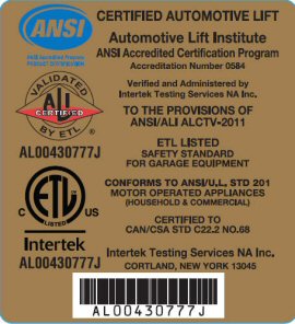 Automotive Lift Institute Gold Product Certification ... Automotive Lift Inst