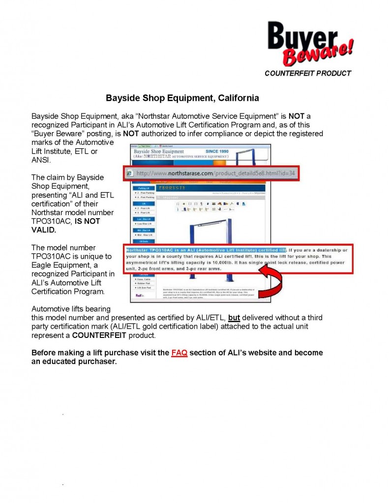 ALI-Buyer-Beware-Counterfeit-Claims-Bayside-Shop-Equipment