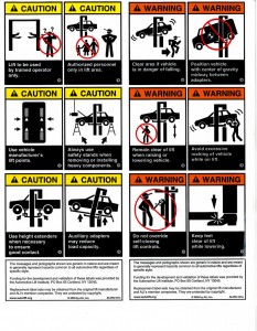 Automotive Lift Industry Uniform Warning Labels and Placards