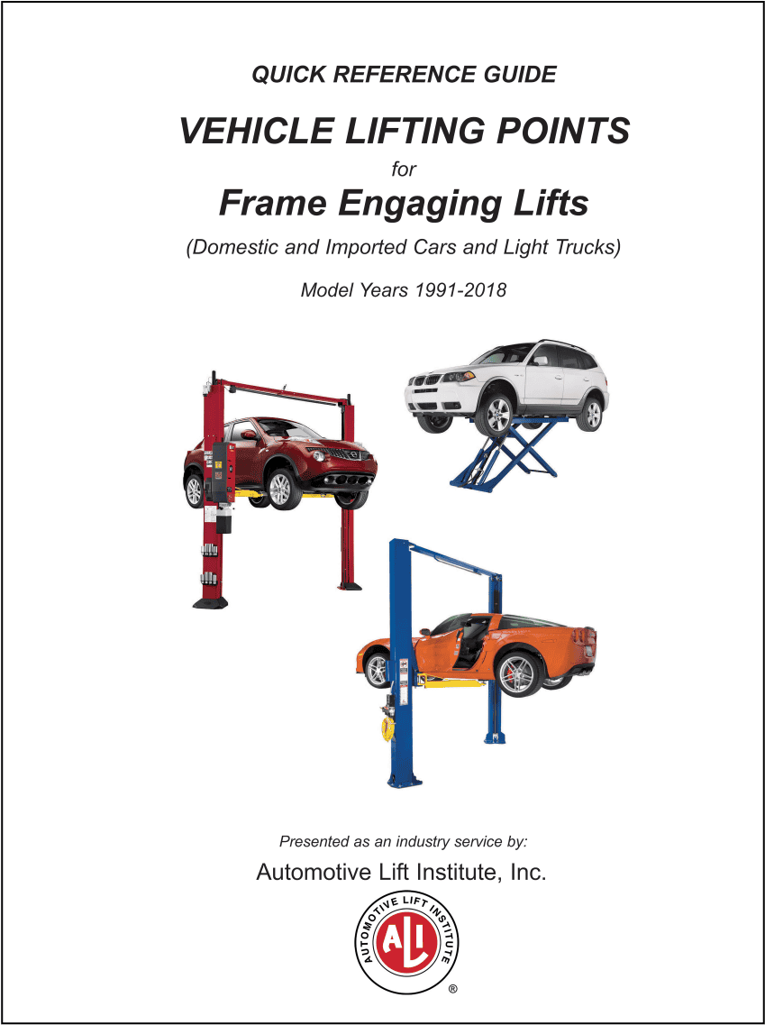 Automotive Lifts Lifting Points Guide (updated annually) Automotive Lift Institute