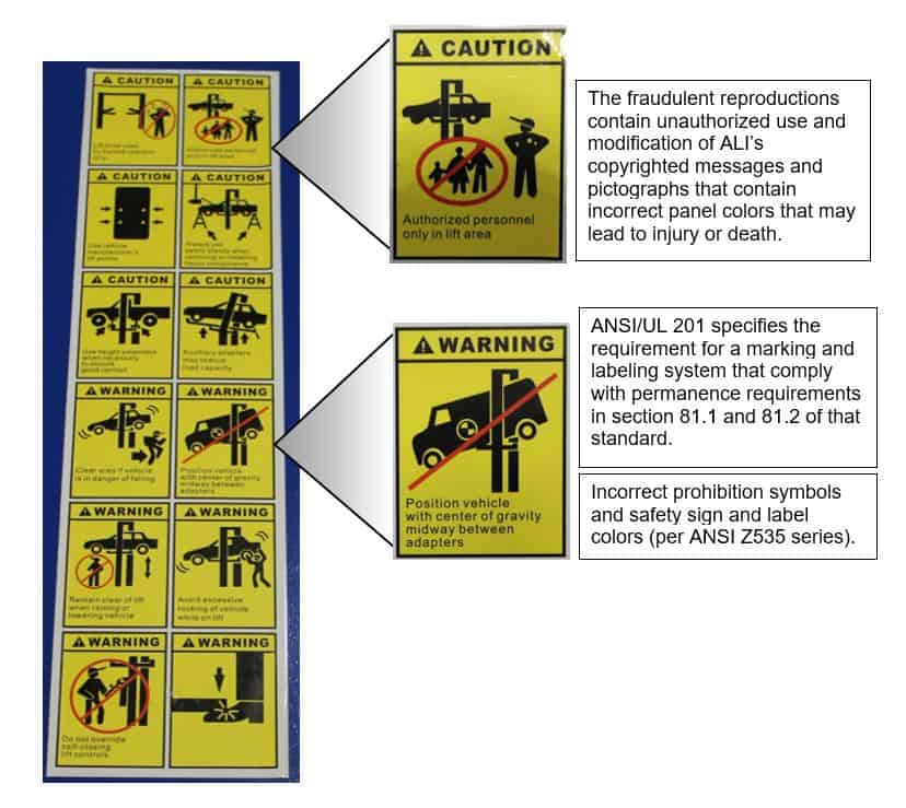 Yellow Auto Lift Label